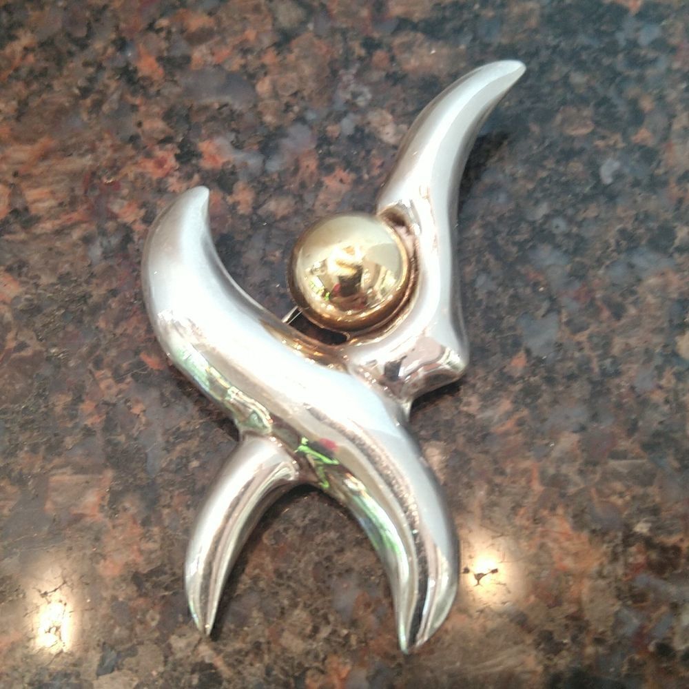 Sterling Modernist Pin   